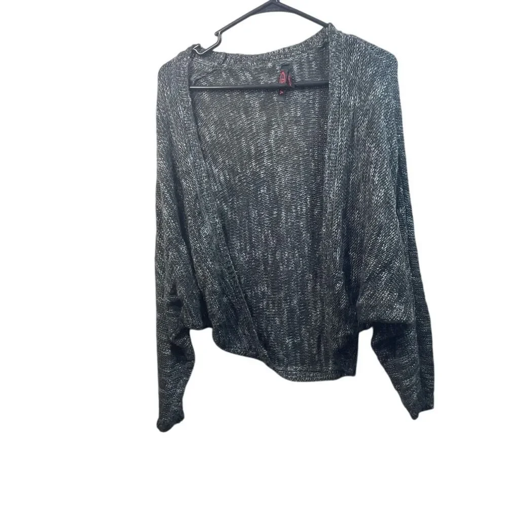 Yoki Gray Open‎ Front Knit Cardigan Sweater Lightweight Slouchy Fit M Whimsigoth